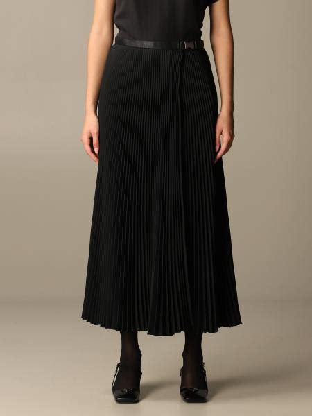 prada black denim skirt|Prada pleated skirt.